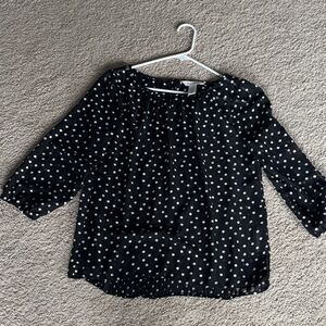 White House Black Market Black and White Polka Dot Blouse
